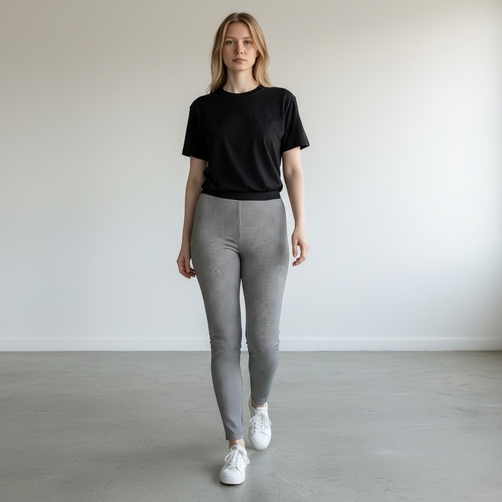 Jules & Leopold Women's Houndtooth Pull On Pants Tapered Black White Size Large